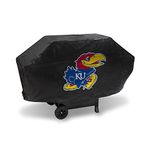 Rico Industries NCAA Kansas Jayhawks Black Deluxe Grill Cover Deluxe Vinyl Grill Cover - 68" Wide/Heavy Duty/Velcro Staps