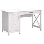 Bush Furniture Key West Computer Desk with Storage | Farmhouse PC Table for Home Office in Pure White Oak | 54W x 24D