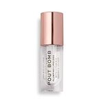 Makeup Revolution Pout Bomb Plumping Gloss Glaze Clear | High-shine plumping gloss | Infused with Vitamin E for nourishment |Rich glossy pigment for maximum volume |4.6ml