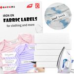 200 Pcs Writable Iron on Clothing Labels, Fabric Labels Name Tags for Daycare, Nursing Home, Camp, School, Laundry, Organizing, Washer & Dryer Safe, with 1 Permanent Fabric Marker, Size 0.6'' x 1.97''