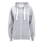 Parsa Fashions Ladies Plain Zip Up Hoodie Womens Fleece Hooded Top Long Sleeves Front Pockets Soft Stretchable Comfortable (Silver Grey/XL UK-14)