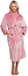 GC GAVENO CAVAILIA Hug & Snug Plain Women's Robes with Pockets, Flannel Fleece Ladies Dressing Gown For Women UK, Fluffy Snuggle Blush Pink Bath Robe, Shawl Collar Womens Bathrobes