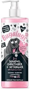 BUGALUGS Dog Shampoo 3 in 1 shampoo, Conditioner & Detangler - Raspberry & Lemon dog perfume grooming products for smelly dogs, best dog coat puppy shampoo, pet professional dog accessories