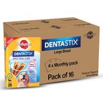 Pedigree Dentastix Oral Care Dog Treat, Adult Large Breed (25+ kg), 4.32 kg (Pack of 16), Recommended by Vets, Supports Gum Health, Reduces Risk of Gum diseases