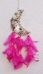 Yuvicreations, Moon Shape, sea Shell Dream Catcher, Fine Quality Feathers. Dark Pink