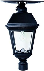 Gama Sonic Imperial ATS Solar Post Light, Black Cast Aluminum and Beveled Glass, Outdoor Single Lamp with 3" Fitter for Lamp Post, Warm White Light, Automatic Tracking System Follows The Sun-97ATS012