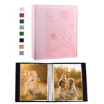 Artmag Small Photo Album 5x7 Photos, Leather Cover Mini Photo Book with 26-Page Album Holds 52 Photos, Artwork or Postcards Picturs Storage (Pink)