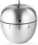 HomeAra 1 PCS Kitchen Timer Cute Manual, Stainless Steel Metal Mechanical Visual Countdown Cooking Timer with Loud Alarm for Kitchen Cooking Baking Sports Kids (Apple Shape)