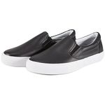 Low-Top Slip Ons Women's Fashion Sneakers Casual Canvas Sneakers for Women Comfortable Flats Breathable Padded Insole Slip on Sneakers Women Low Slip on Shoes, Black Pu, 6 UK