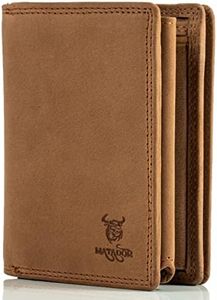 Matador Portefeuille Grande en Cuir Véritable Marron Claire- 13 Porte Carte Crédit - 2 Compartiment à Billets - Blocage RFID/NFC - avec Boîte Cadeau- Porte Monnaie Porte Feuilles pour Homme