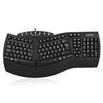 Perixx 11524 PERIBOARD-512 Wired Ergonomic Natural Split Keyboard with 7 Multimedia Keys, Black, UK Layout