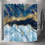 Uiiooazy Marble Bathroom Shower Curtain Green Blue Navy Gold Sand Waterproof Fabric Shower Curtains with Hooks Watercolor Abstract Shower Curtains Cloth for Home Bath Decor 72x72 inches