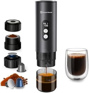 Maestri House Tragbare Espressomaschine，2-3 Minuten Schnelle Selbsterhitzende Camping Kaffeemaschine， Kompatibel mit Gemahlenen Kaffee und NS Kapseln，Geeignet für Autocamping, Wandern