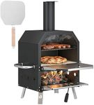 Outsunny Outdoor Pizza Oven with 12" Stone, Peel, Wood Fired 2-Layer Portable Stainless Steel Pizza Maker with Foldable Legs, Handles for Backyard Camping Party Picnic BBQ