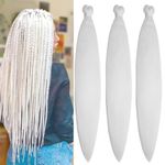 BALINGHAIR Braiding Hair Pre-Stretched Kanekalon High Temperature Synthetic Fiber Braid Hair 28 Inches (White, 28 Inch (Pack of 3))