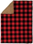 Pink Plush Buffalo Check Plush Baby Blanket-Buffalo Check Plush, Brown Back, Red, Black, Brown, 30 in x 40 in