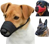 CollarDirect 2-PCs Set Dog Muzzles - Adjustable Soft Breathable Nylon Dog Mouth Guard Cover for Small, Medium and Large Dogs, Anti Chewing, Barking & Biting - Black & Red (S, 2 Black)