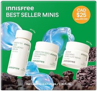 innisfree Hydrate + Purify Pores Mini Set of Korean Serum, Cream and Clay Mask with Green Tea and Hyaluronic Acid