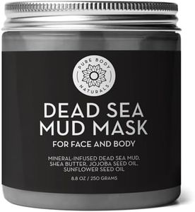 Pure Body Naturals Dead Sea Mud Mask - Face Mask and Body Mud for Acne, Blackheads, and Oily Skin - Facial Self Care for Men and Women - Minimize Pores with Deadsea Mud, Clay, Charcoal - 8.8 Ounce