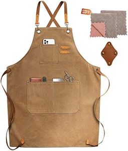 ZOMAO Chef Apron, Cotton Canvas Cross Back Apron with Pockets for Women and Men,Adjustable Strap and Large Pockets Apron,Kitchen Cooking Baking Bib Apron