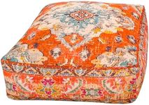 Mandala Life ART Large Yoga Décor Bean Bag Cover Orange Boho Chic Orange Decorative Floor Cushion Moroccan Seating Area Perfect for Living Room, Bedroom, Nursary or Children Room Unstuffed