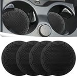 Car Cup Holder Coaster, 4 Pack 2.75 Inch Diameter PVC Non-Slip Universal Insert Coaster, Durable, Suitable for Most Car Interior, Car Accessory for Women Men Black