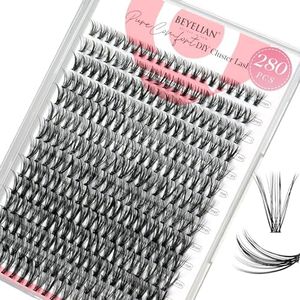 BEYELIAN Ciglia Finte Ciuffetti 280 Pcs D Curl Mixed Ciuffetti Extension Ciglia Fai Da Te Ciglia Finte Naturali per Uso Personale a Casa (30D)