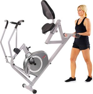 Sunny Health & Fitness Magnetic Recumbent Exercise Bike – 160kg Capacity, Arm Exercisers, Pulse Monitor