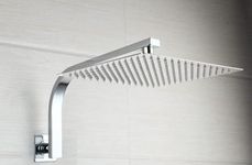 Aquieen High Rise Curve Shower Arm 6” x 15” with 6” SS Shower Head