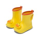 SONARIN Kids Wellies,Waterproof Non-Slip Baby Rain Boots Cute Cartoon Kids Wellington Boots Welly Boots Toddler Rain Shoes for Girls Boys 1-7 Years(Yellow Duck,18CM)