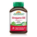 Jamieson Oregano Oil 180 mg Softgels, Extra Strength, with Vitamin D3 1,000 IU and Vitamin E. Supports Immune Health, Antioxidant, Non-GMO, Gluten-Free, 90 Count, Proudly Canadian