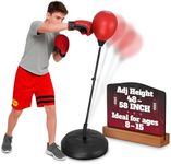 Punching Bag Stand for Ages 8-15 – 58" Adjustable Reflex Bag Boxing Set with Gloves & Pump | Indoor Outdoor Youth Boxing Equipment for Fitness, Training & Fun | Great Christmas Sports Gift for Teens