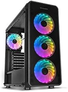 Nox Hummer TGM -NXHUMMERTGM- Caja ARGB ATX - Micro ATX-ITX, 4 Ventiladores ARGB 120mm preinstalados, Cristal Templado, Espacio para hasta 6 Ventiladores, USB 3.0, Color Negro