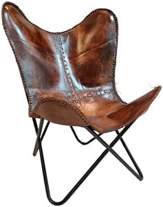 SAINTSTAG Vintage Leather Antique Butterfly Chair for Relaxing || Leather Butterfly Chair || Folding Chair for Home Décor || Leather Recliner Chairs for Living Room (Cover with Black Leg)