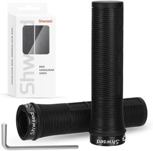Shwsed Bike Handlebar Grips, Non-Slip Single Lock on Bicycle Grips, Comfortable Ergonomic Soft Rubber Bicycle Grips Handlebar for Mountain, Road, BMX, Bike Accessories (Black)