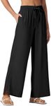 Willit Women's Wide Leg Pants Swim Beach Pants UPF 50+ Lightweight Travel Pants Quick Dry Sun Protective 31" Black M