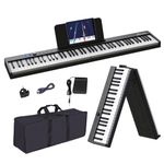 OYAYO Folding Piano Keyboard, 88 Keys Full Size Semi-Weighted Keyboard Support Bluetooth MIDI, Portable Foldable Keyboard Piano with Sustain Pedal and Piano Bag for Beginner Best Gift (Black)