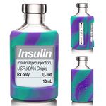 Sugar Medical Insulin Vial Protective Sleeve. Silicone Cover to Protect Your Insulin Vial from Breaking. Fits 10ml Insulin Brands. (Purple/Green Tie Dye)