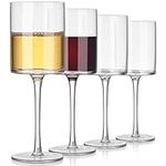 SWAVOKA Square Wine Glasses Set of 4, Large Red & White Wine Goblets 16 Ounce Long Stem Modern Shape Wine Glasses, Unique Gift for Women Men Wedding Anniversary Clear