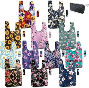 BeeGreen Flower Tote Bag Large Reusable Grocery Bags Foldable Shopping Bags 12 Pack Heavy Duty Tote Bag Cute gifts bags for women Holiday Bags Cloth Groceries Bags with Handles Lightweight