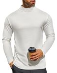 Ekouaer Men's Mock Turtleneck Shirts Long Sleeve Basic Turtle Neck Undershirt Lightweight Thermal Tops Off-White M