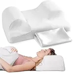 YourFacePillow - Ergonomic Cervical Memory Foam Pillow for Comfortable Back Sleeping - Contoured Neck & Shoulder Support - Best Sleep Posture Alignment - Large with Satin Case