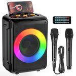 JYX D13 Karaoke Machine for Adults and Kids, Bluetooth Speaker with 2 Microphones, Portable Party Karaoke Speaker with DJ Lights Support TWS/REC, PA System