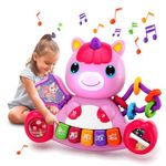 AIERRSON Baby Toys 6 Months Plus,Baby Girl Toys 9 12 18 Months Musical Unicorn with Piano and Lights for Early Educational Toys Gifts for 1 Year Old Girls, Birthday Chirstmas Present