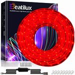 BeatiLux 40FT LED Rope Lights Red, ETL Listed, 11leds/ft 432leds, Waterproof Cuttable Connectable Strip Lights for Indoor & Outdoor, Clear PVC Tube for Garden,Party,Christmas,Patio,Decoration
