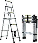 Telescoping Step Ladder Aluminum Folding Stepladder 5+6 Steps Max 150kgs Capacity A-Frame Multipurpose Ladder for Indoor and Outdoor Household