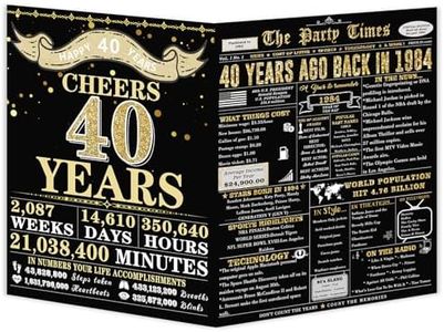 Zyulin 40th Birthday Card Gifts Women Men, Unique 40th Birthday Decorations for Him Her, Happy 40 Year Old Birthday Card Gift for Husband Wife