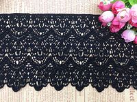 14CM Width Europe Long pattern Inelastic Embroidery Lace Trim,Curtain Tablecloth Slipcover Bridal DIY Clothing/Accessories.(4 yards in one package) (Black)