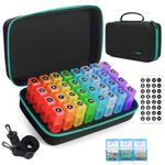 Monthly Pill Box Organiser 3 Times a Day, Pill Box with Extra Large Hard Travel Case, Daily Pill Box Organiser 30 Day with 32 Daily Compartments, Medicine Storage Box Holds Vitamin Supplements