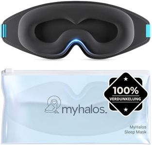 myhalos Schlafmaske – Verdunkelnde Schlafmaske Frauen – 3D Schlafmaske Herren für Komfort ohne Druck – Vorgeformte Schlafbrille für Komplette Verdunkelung – Schwarze Augenbinde mit Etui